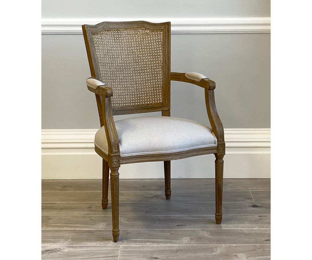 Halland Rattan Back Carver in Arran Linen