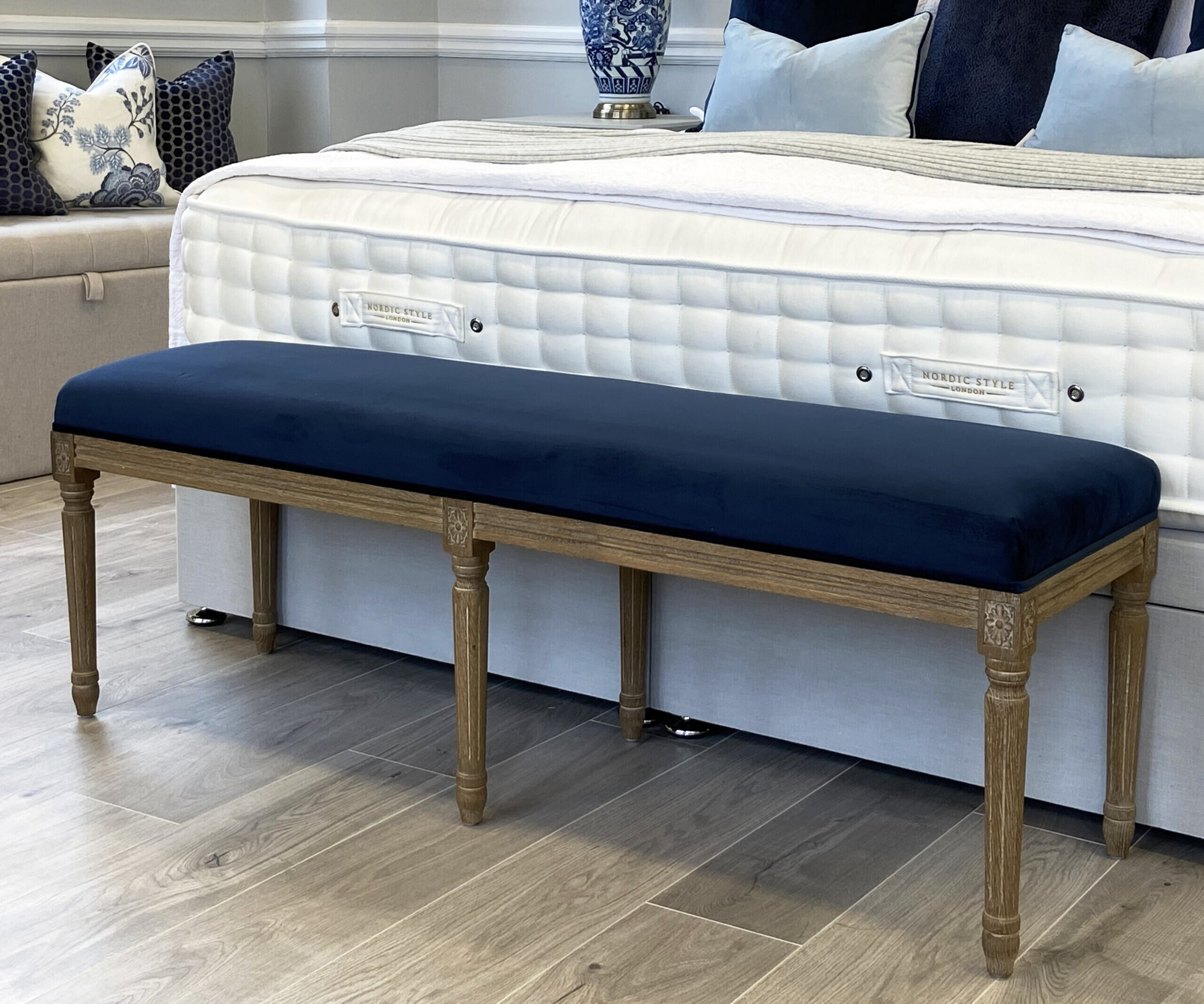 Karlsholm Bench Stool in Midnight Velvet