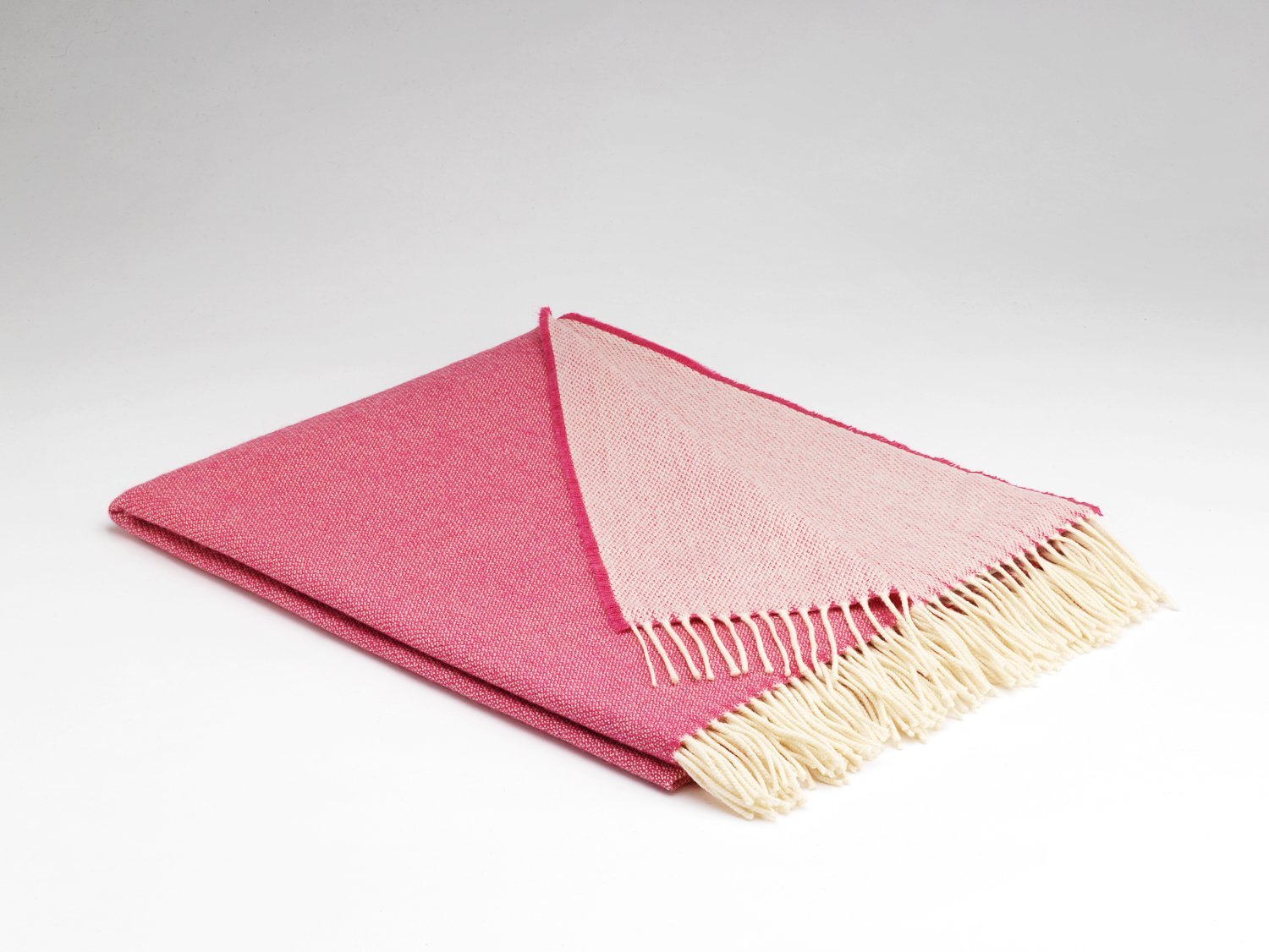 Lambswool Blanket - Raspberry Reversible