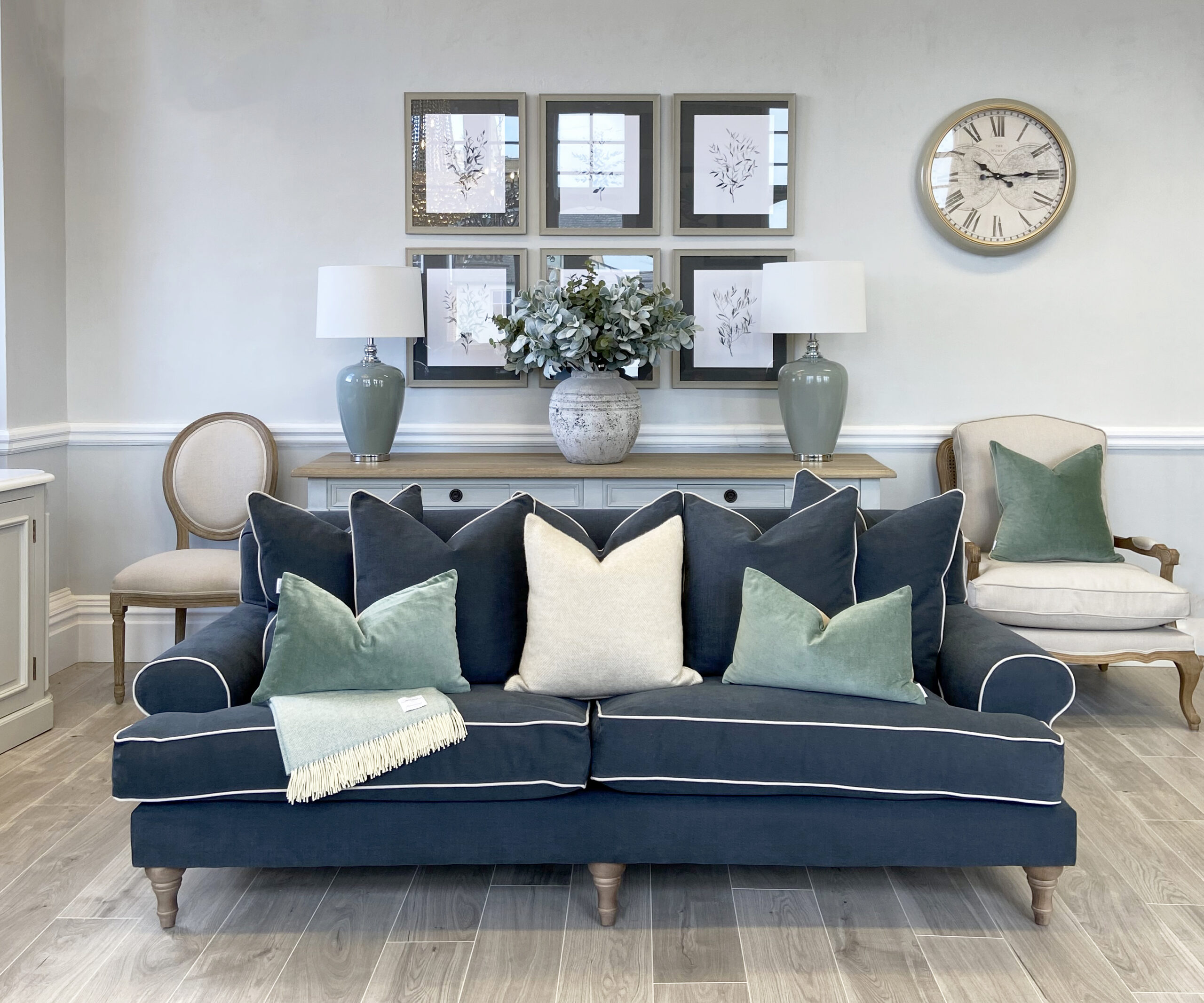 Hamptons 3 Seater Sofa Shown in Bespoke Fabric