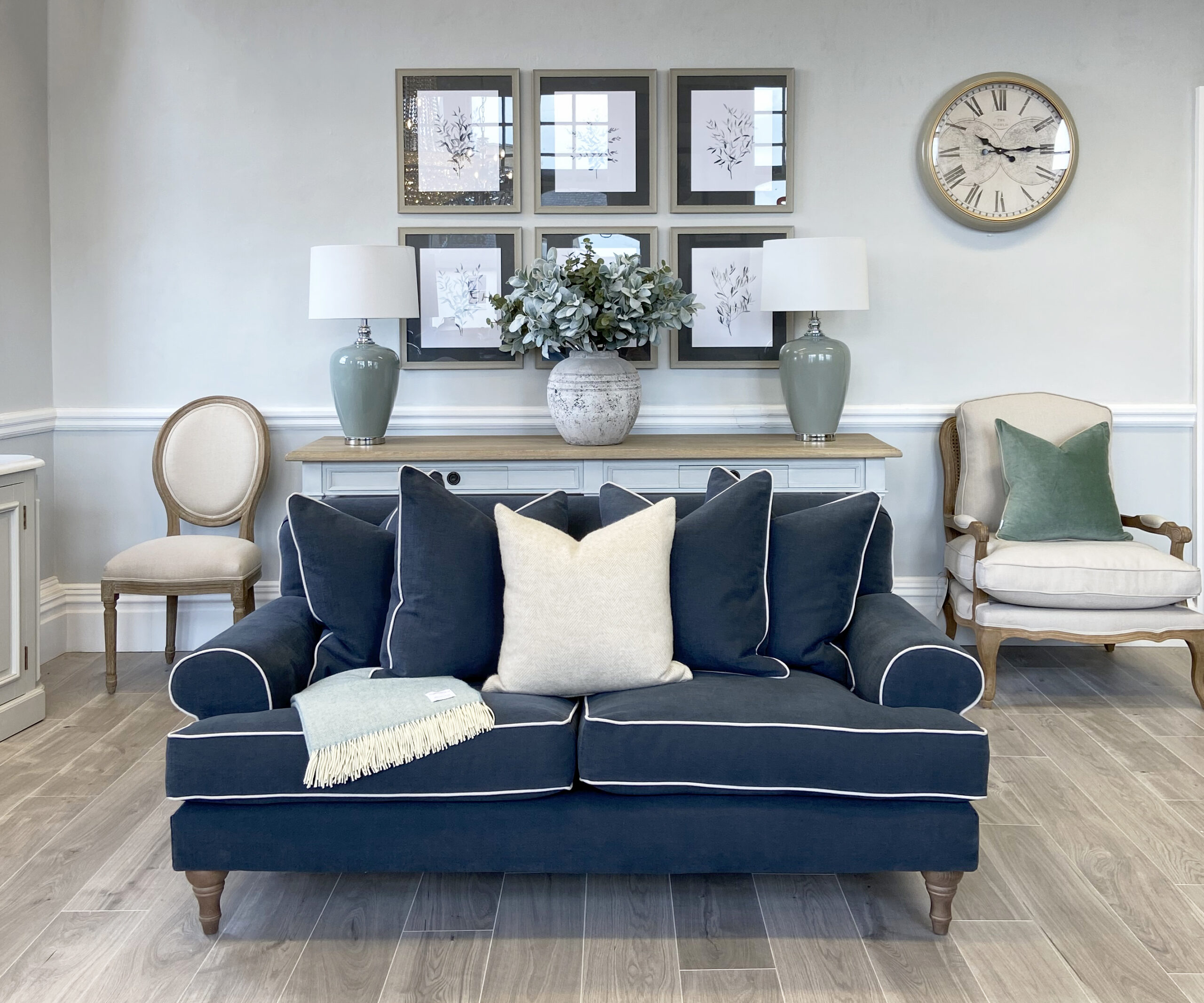 Hamptons 2 Seater Sofa Shown in Bespoke Fabric