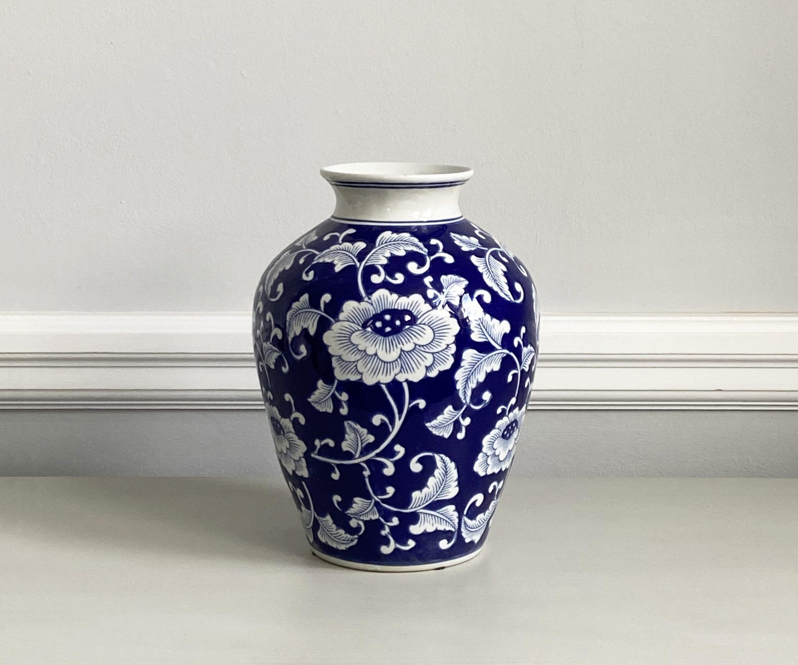 Dark Blue & White Lotus Vase