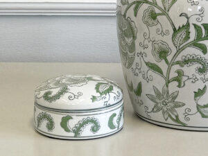 Green Floral Trinket Pot