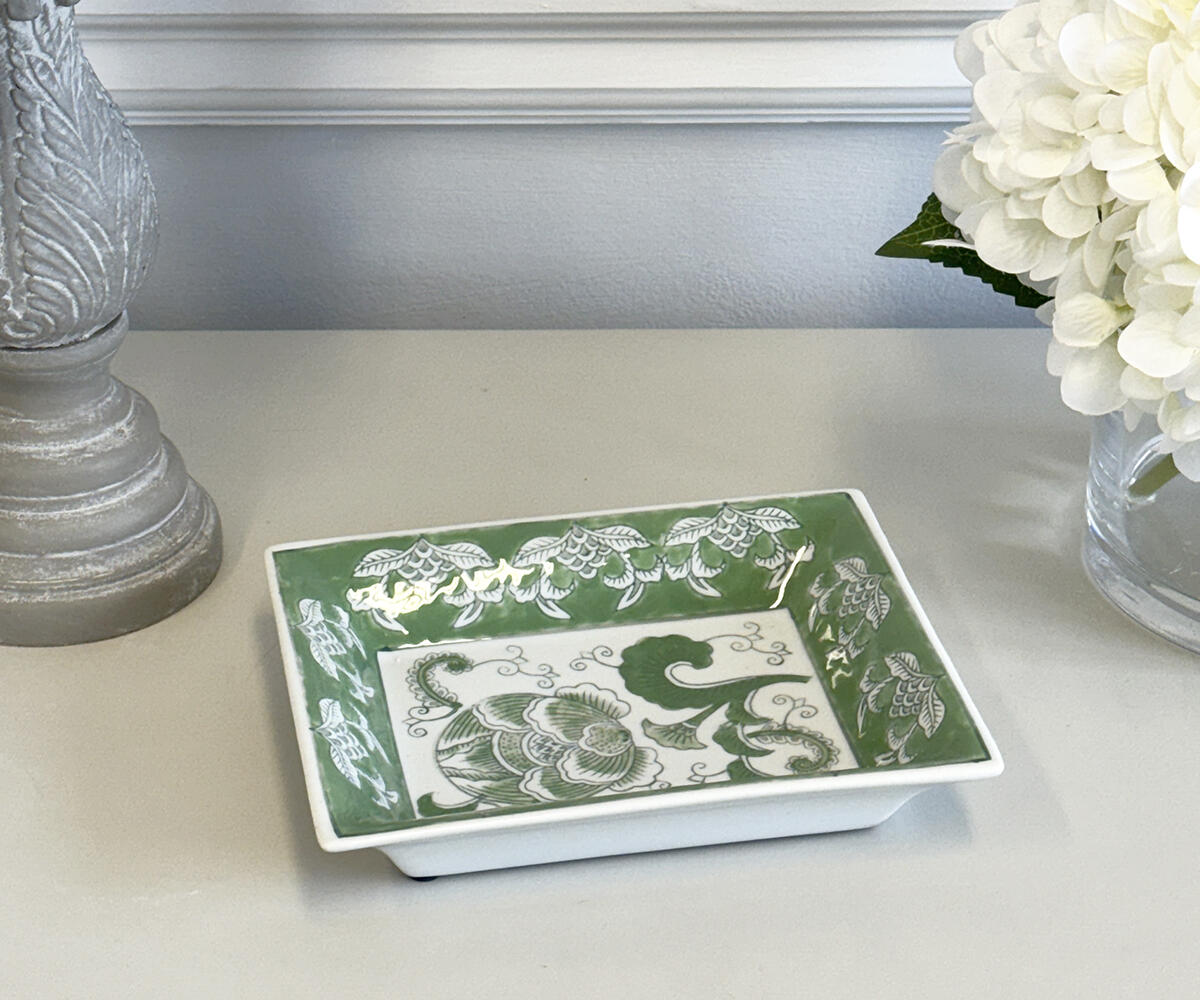 Green Pattern Trinket Tray