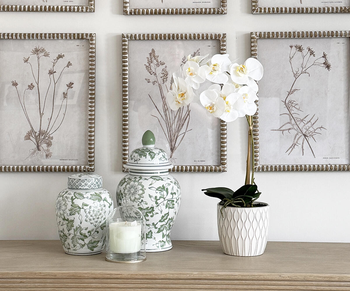 Medium Real Touch Orchid in Cream Pot