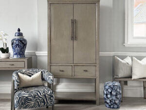 Oriental Style Mei 2 Door Cabinet in Grey