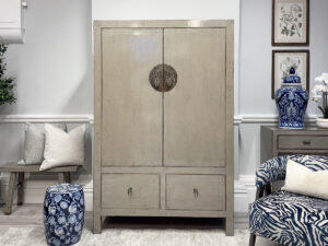 Oriental Style Ying 2 Door Cabinet in Grey
