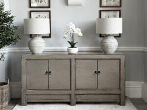 Oriental Style Suzhou 4 Door Sideboard in Grey