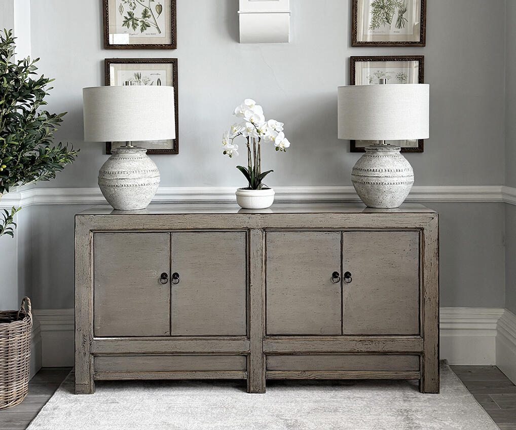 Oriental Style Suzhou 4 Door Sideboard in Grey