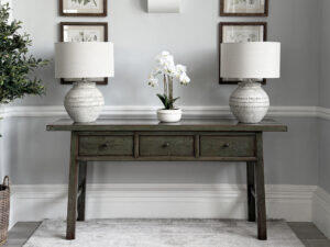 Oriental Style Fujian 3 Drawer Console in Moss
