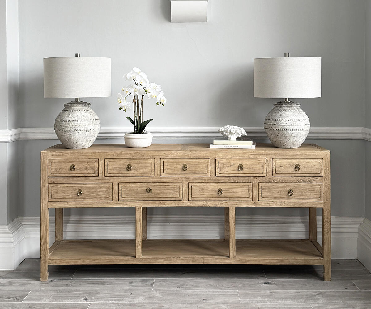 Hampstead Reclaimed Wood 9 Drawer Console Table, 190cm