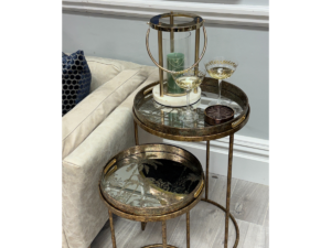 Botanical Palm Nest of Tables, Set of 2 Nesting Tables with Trays