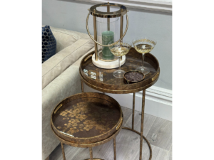 Cherry Blossom Nest of Tables, Set of 2 Nesting Tables with Trays