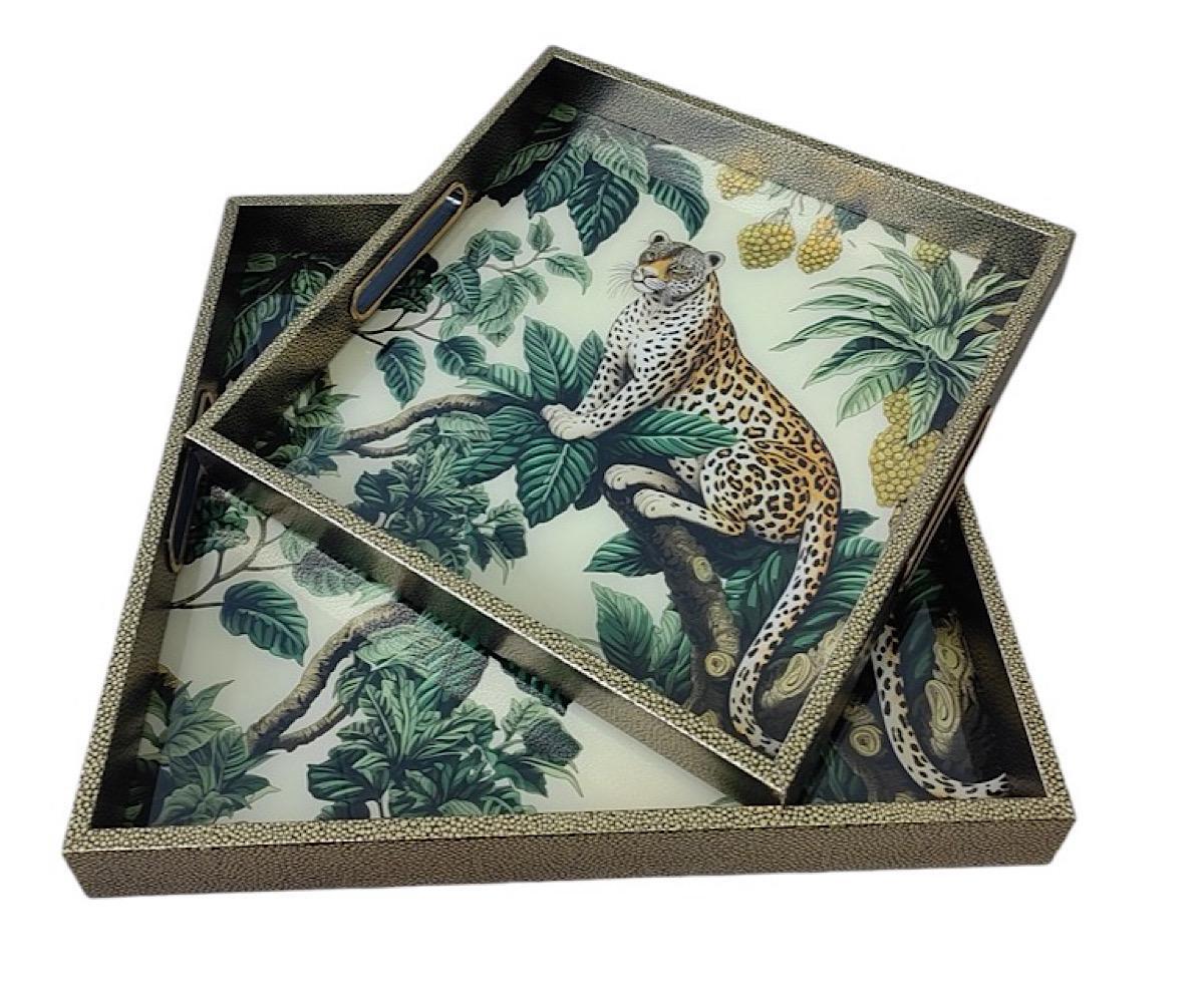 set of 2 square leo trays