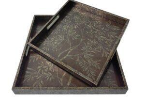 Set of 2 Tree of Life Square Trays