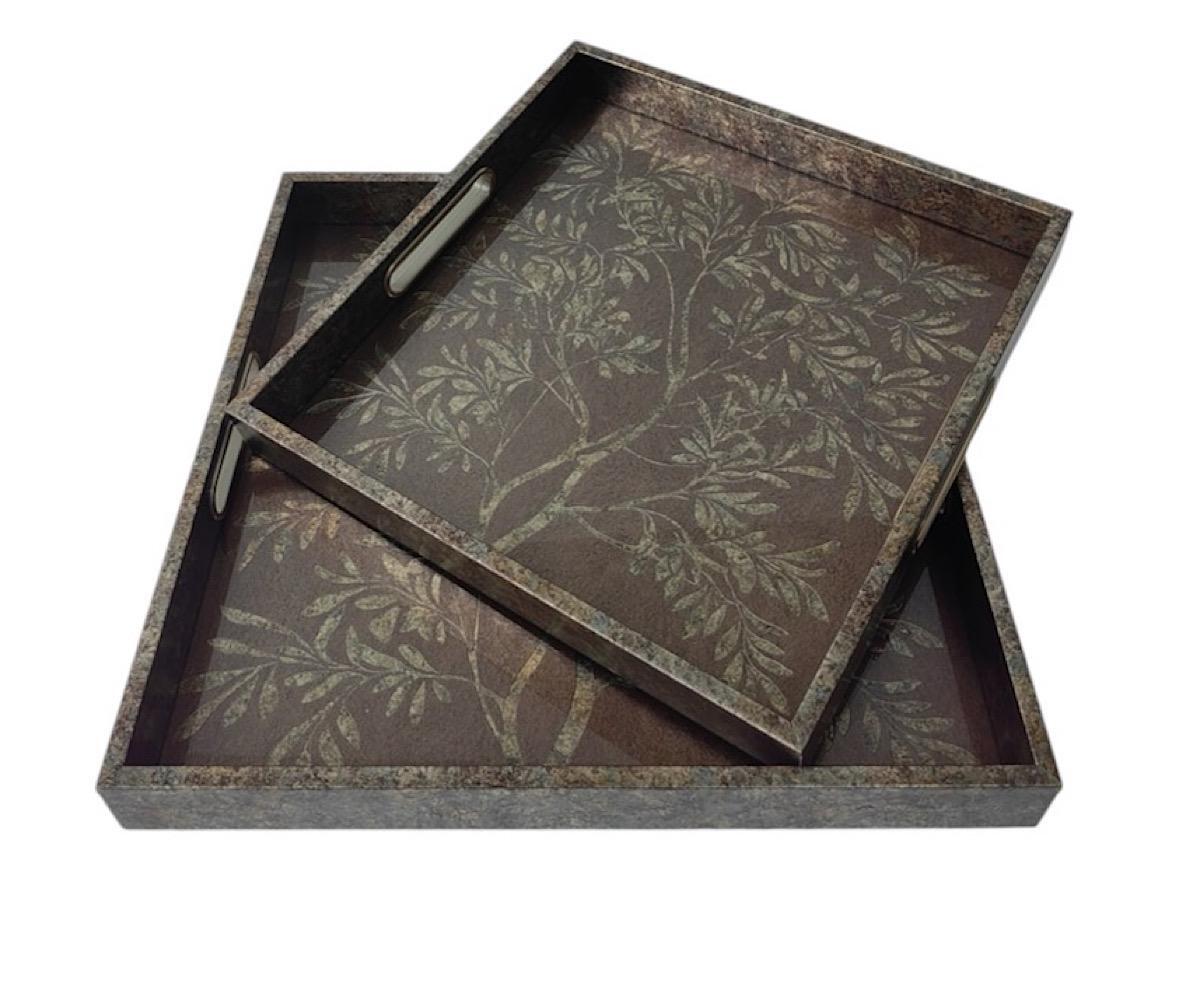 Set of 2 Tree of Life Square Trays