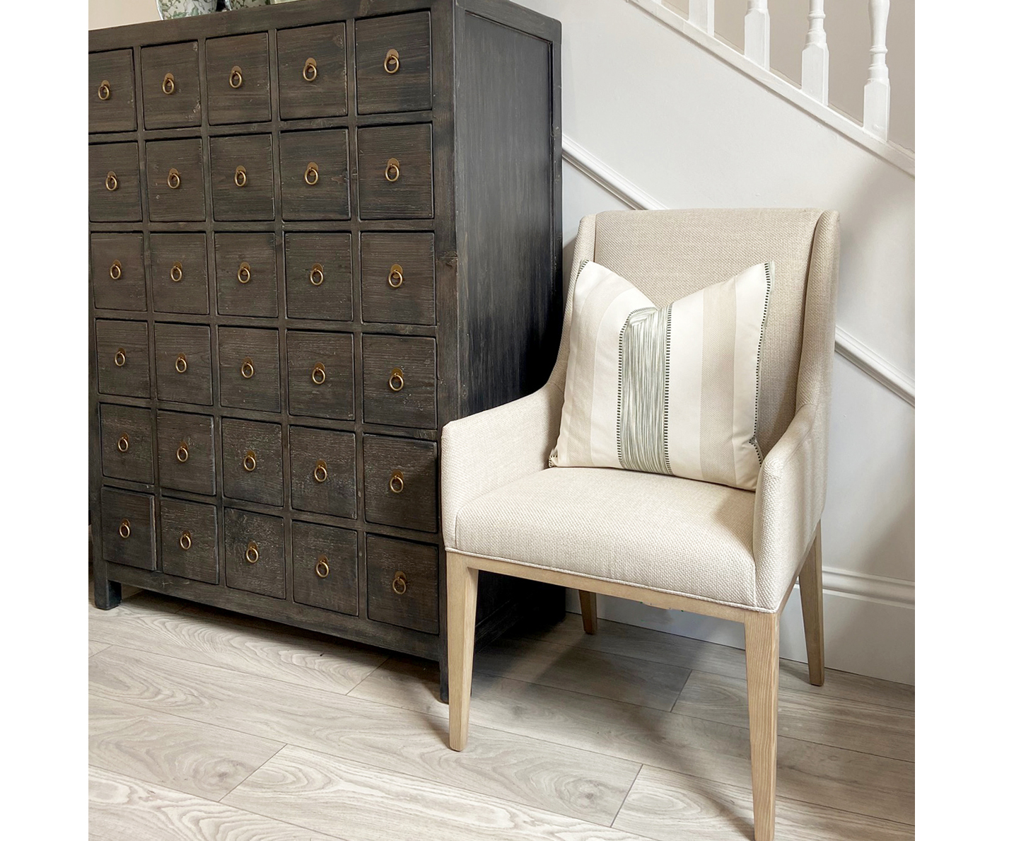 High Back Dining Chairs in Porridge - Last Set of 6