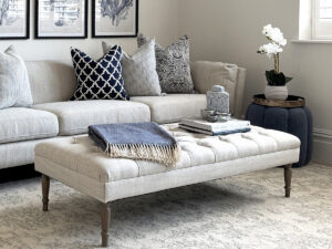 Constance Coffee Table/Footstool in Linen, 137cm