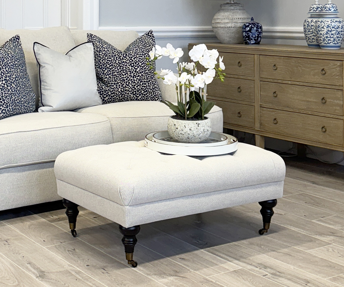 Woodstock Tufted Ottoman in Wheat