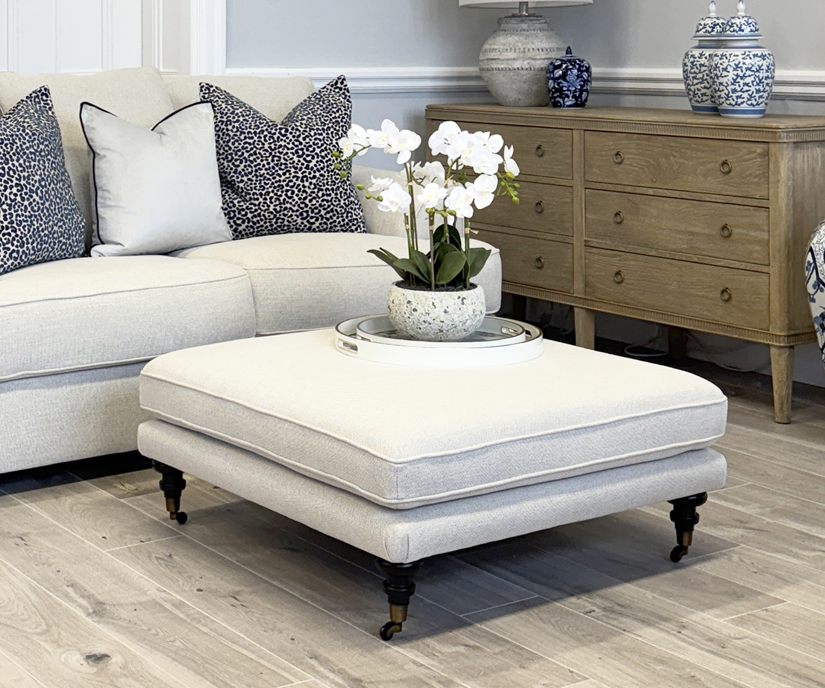 Burford Square Ottoman in Wheat