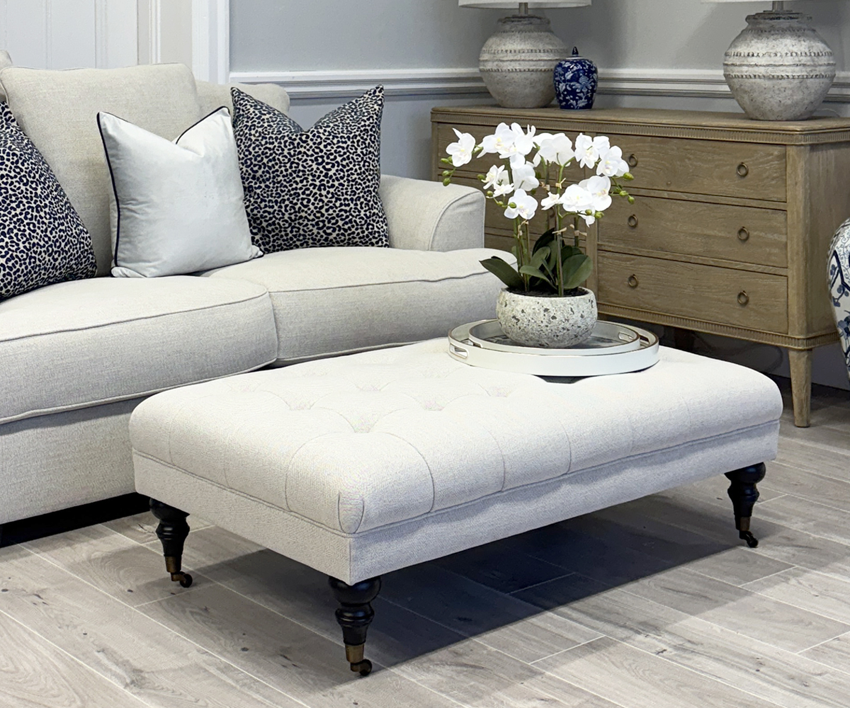 Woodstock Buttoned Ottoman in Wheat