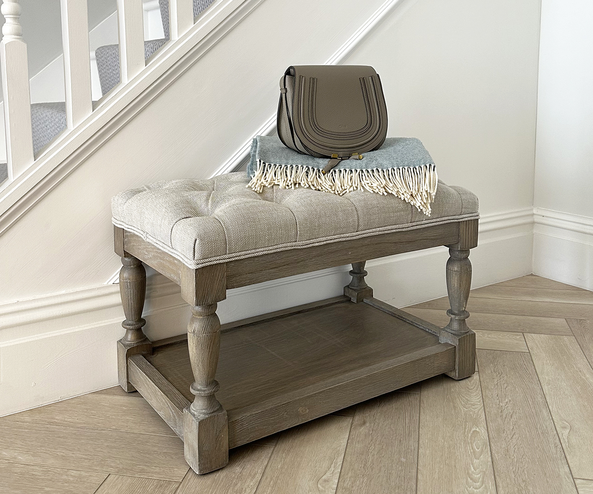 Small Astrid Bench Stool in Linen