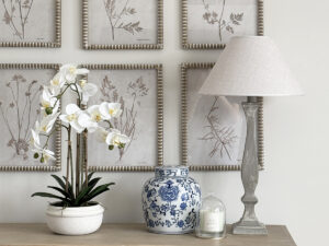 Eleanor Table Lamp in Cloud Grey with Linen Shade