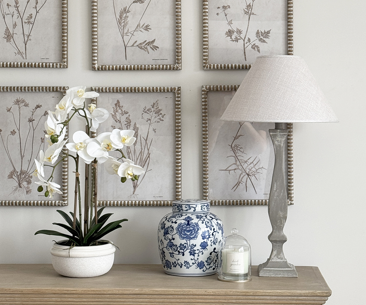 Eleanor Table Lamp in Cloud Grey with Linen Shade