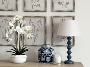 Tabitha Table Lamp in Stiffkey Blue with Linen Shade